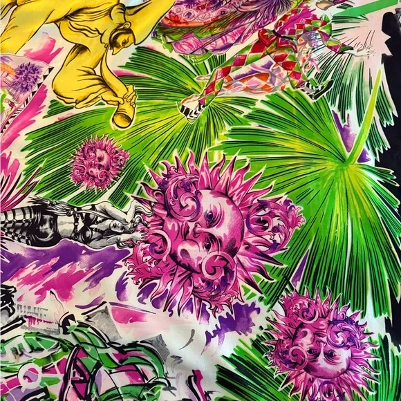 Versace Scarf. 100% Silk. Vibrant Multicolor. Made in Italy.